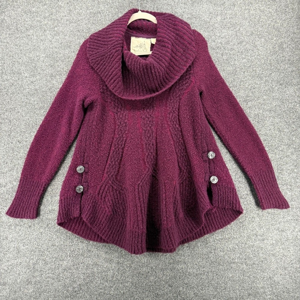 Angel of the North Sweater Womens S Purple Wool Blend Teddy Pullover Hippie Boho